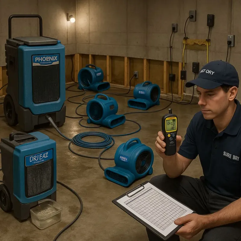 Structural Drying and Dehumidification process in Clarksville, VA